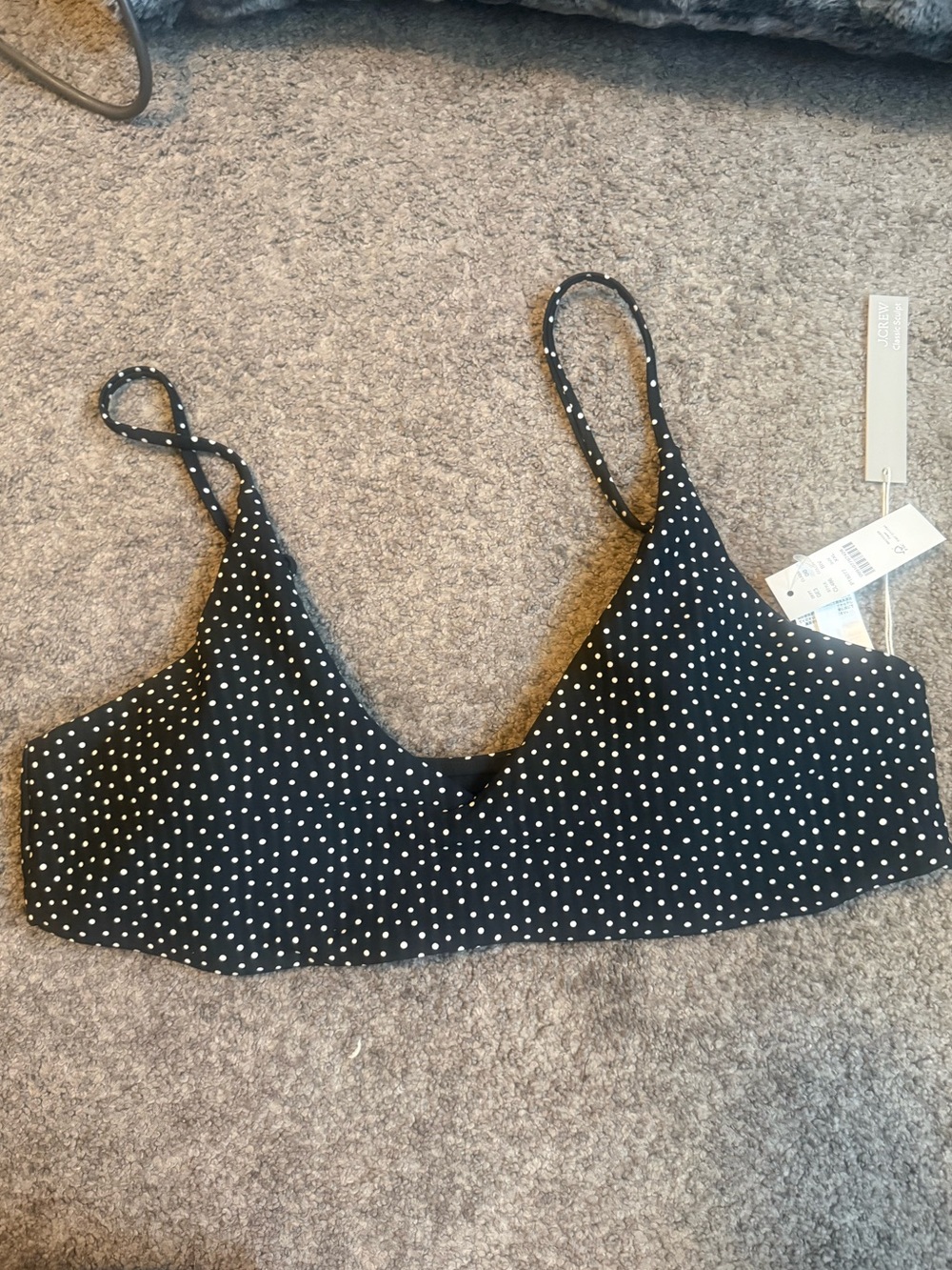 J. Crew Black and White Polka Dot Bikini Top